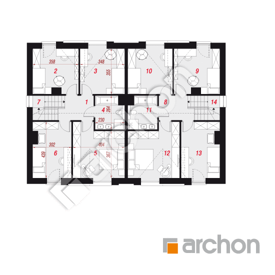gotowy projekt Dom w szachownicach (GR2A) rzut poddasza
