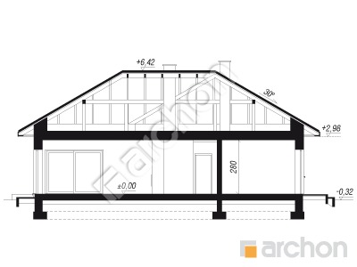 gotowy projekt Dom w roselinach (GE) przekroj budynku