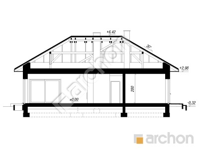 gotowy projekt Dom w roselinach (GE) przekroj budynku