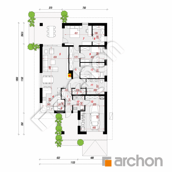 gotowy projekt Dom w renklodach 31 (GE) OZE rzut parteru