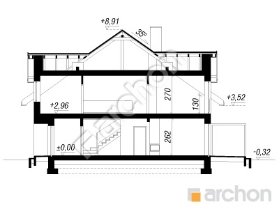 gotowy projekt Dom w riveach 5 (GB) przekroj budynku