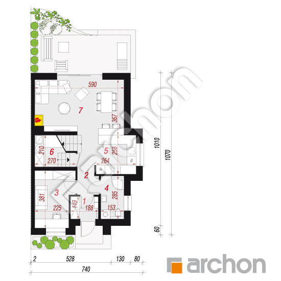 gotowy projekt Dom w klementynkach (B) rzut parteru