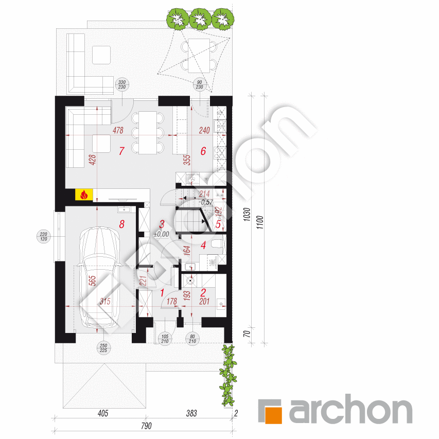 gotowy projekt Dom w szachownicach (GB) rzut parteru