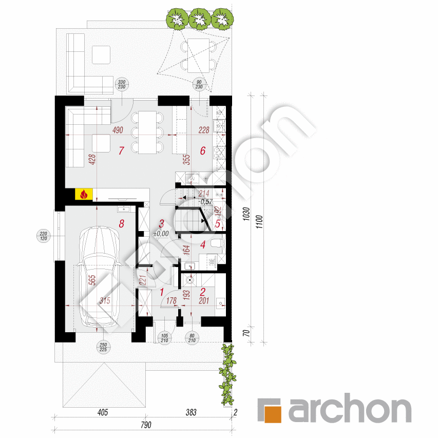 gotowy projekt Dom w szachownicach (GB) rzut parteru
