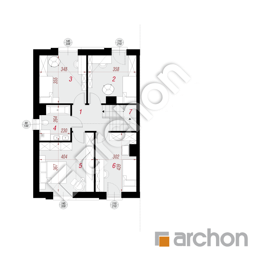 gotowy projekt Dom w szachownicach (GB) rzut poddasza