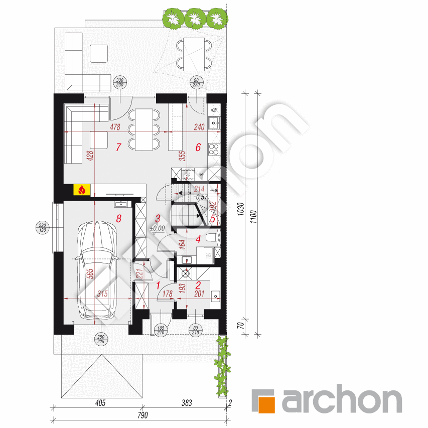 gotowy projekt Dom w szachownicach (GB) rzut parteru