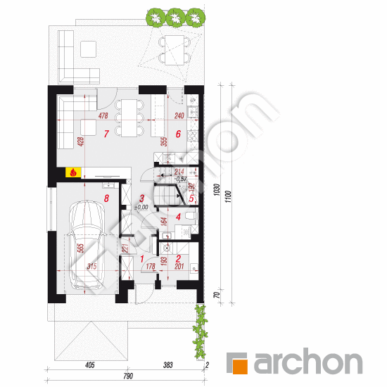 gotowy projekt Dom w szachownicach (GB) rzut parteru