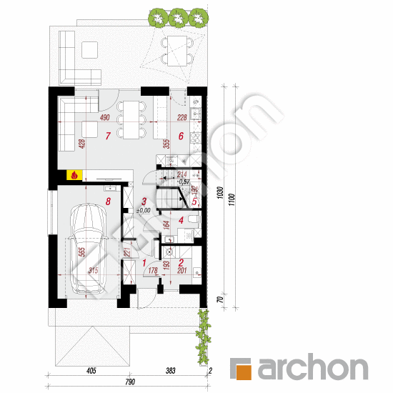 gotowy projekt Dom w szachownicach (GB) rzut parteru