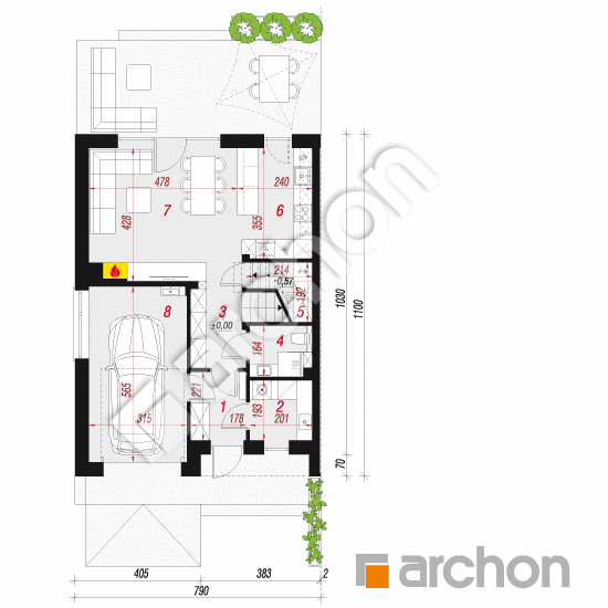 gotowy projekt Dom w szachownicach (GB) rzut parteru