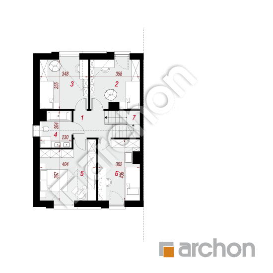 gotowy projekt Dom w szachownicach (GB) rzut poddasza