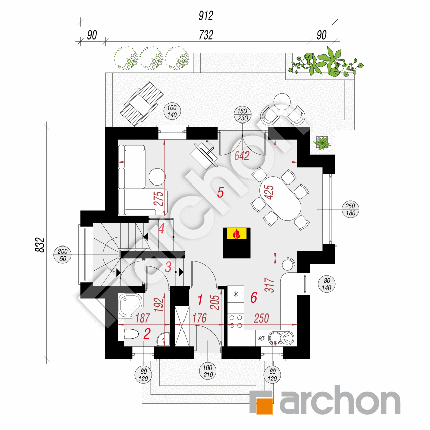 gotowy projekt Dom w winogronach (PN) rzut parteru