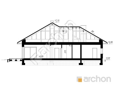 gotowy projekt Dom w renklodach 38 (G) przekroj budynku