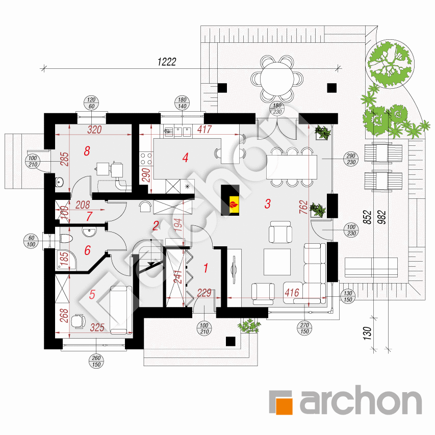 gotowy projekt Dom w idaredach 3 rzut parteru