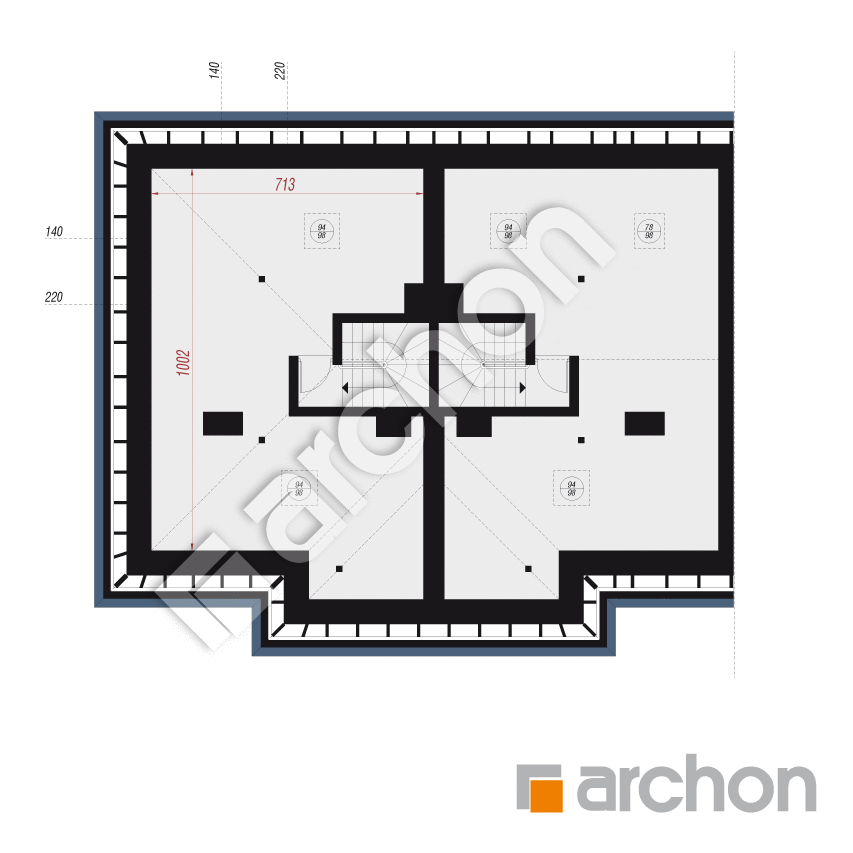 gotowy projekt Willa Julia (R2B) rzut poddasza
