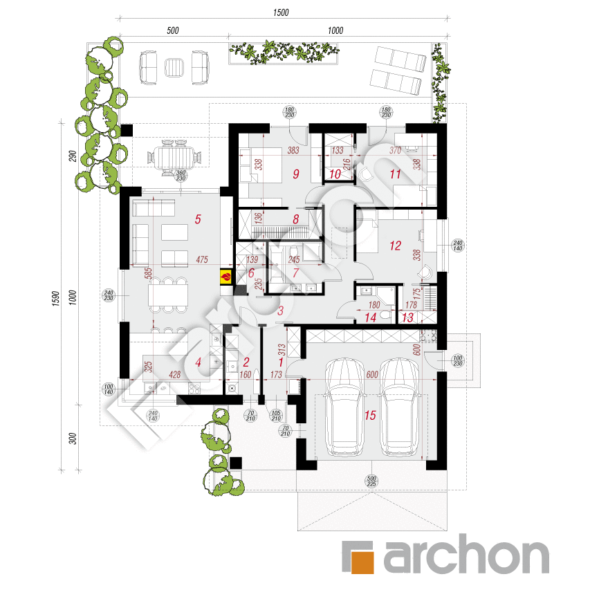 gotowy projekt Dom w bengali (G2E) rzut parteru
