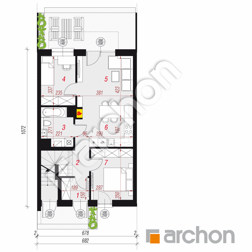 gotowy projekt Dom w bratkach (R2SA) rzut parteru