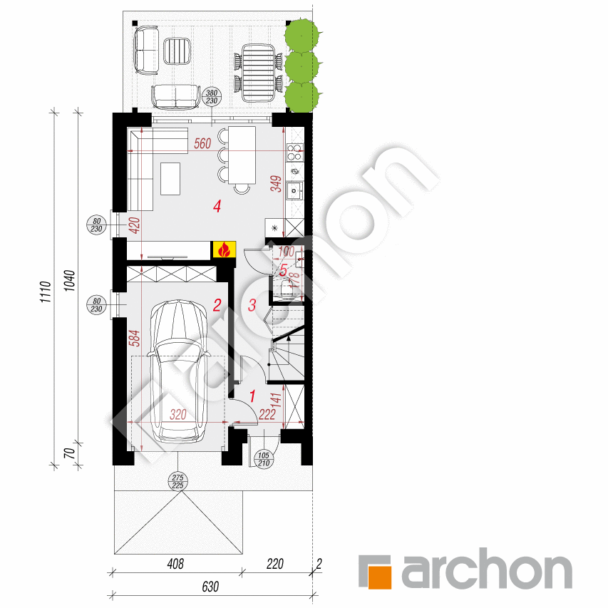 gotowy projekt Dom w riveach 29 (GB) rzut parteru