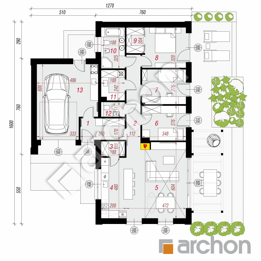 gotowy projekt Dom w rarytasach 3 (GE) rzut parteru