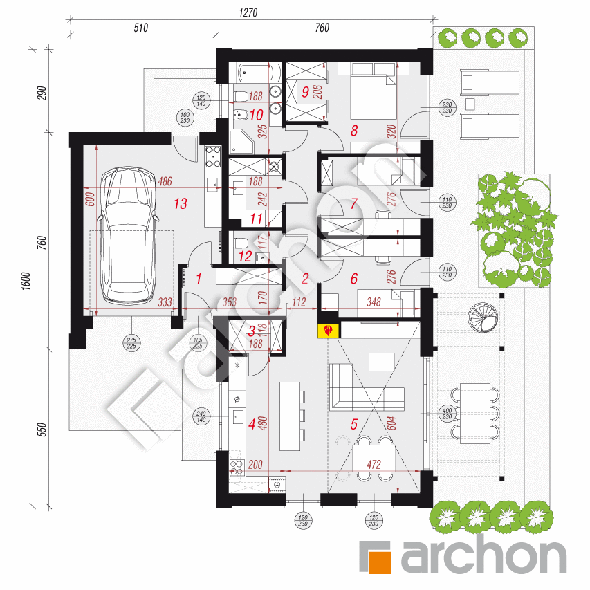 gotowy projekt Dom w rarytasach 3 (GE) rzut parteru