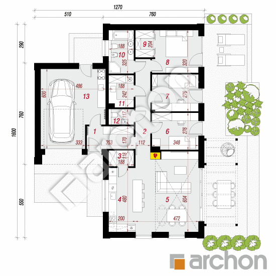 gotowy projekt Dom w rarytasach 3 (GE) rzut parteru