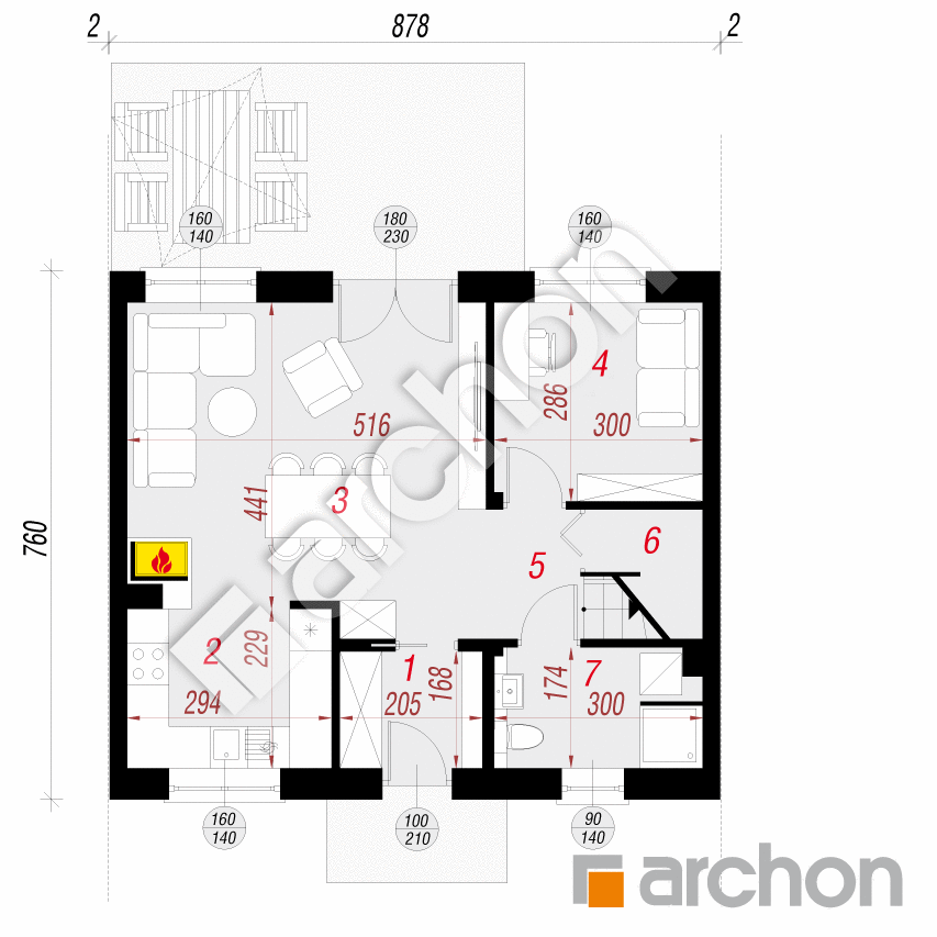 gotowy projekt Dom w rubinach 2 (S) rzut parteru