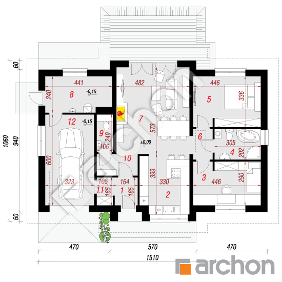 gotowy projekt Dom w akebiach 3 rzut parteru