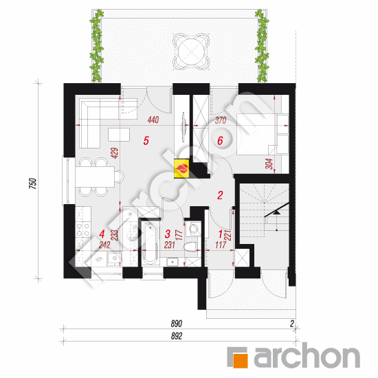 gotowy projekt Dom w halezjach 3 (R2B) rzut parteru