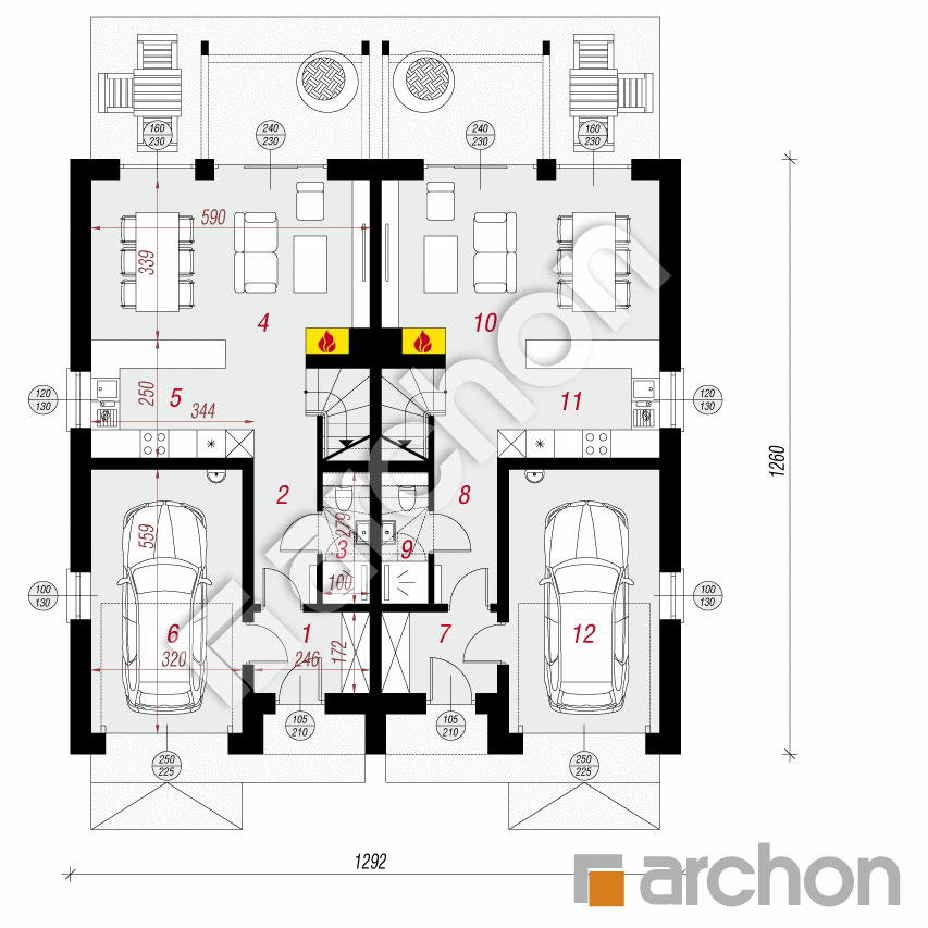 gotowy projekt Dom pod miłorzębem 12 (GR2) rzut parteru