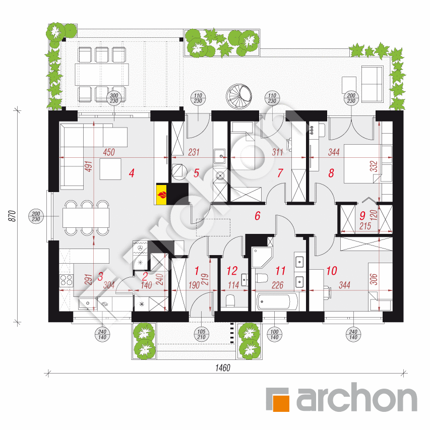 gotowy projekt Dom w kruszczykach 19 (A) rzut parteru