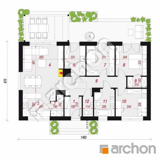 gotowy projekt Dom w kruszczykach 19 (A) rzut parteru