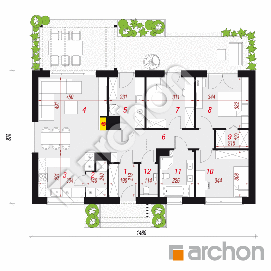 gotowy projekt Dom w kruszczykach 19 (A) rzut parteru