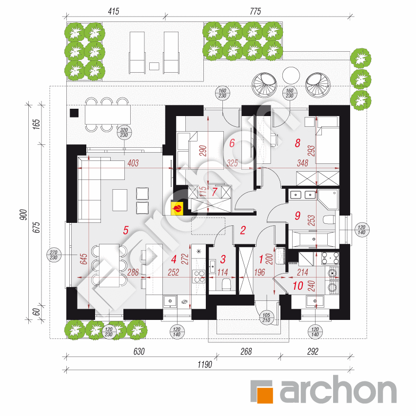 gotowy projekt Dom w batawii (E) rzut parteru