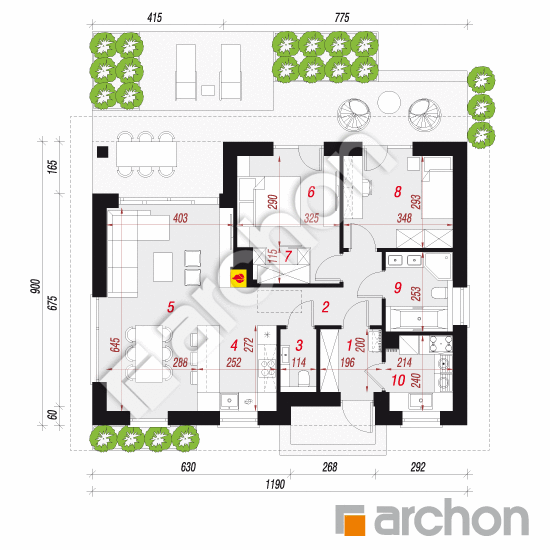 gotowy projekt Dom w batawii (E) rzut parteru