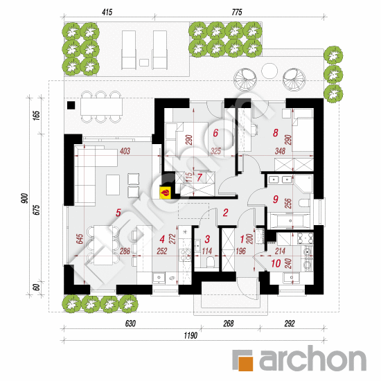 gotowy projekt Dom w batawii (E) rzut parteru