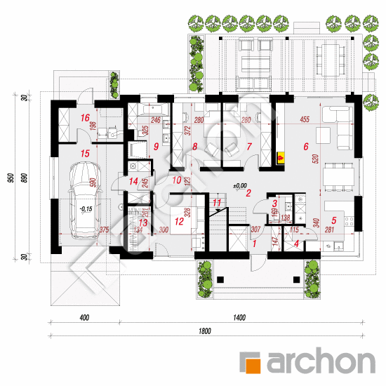 gotowy projekt Dom w leszczynowcach 8 (G) rzut parteru