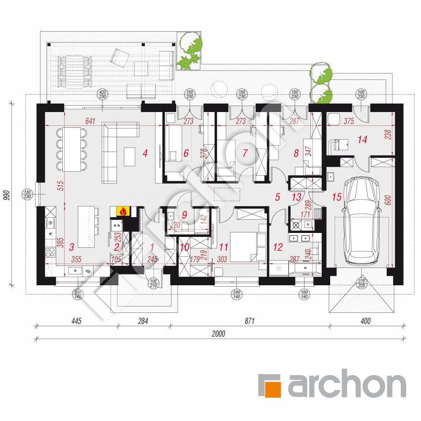 gotowy projekt Dom w skalnicach 4 (G) rzut parteru