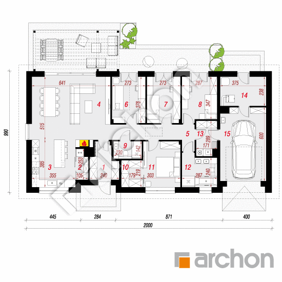 gotowy projekt Dom w skalnicach 4 (G) rzut parteru