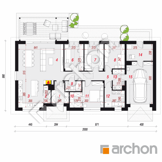 gotowy projekt Dom w skalnicach 4 (G) rzut parteru