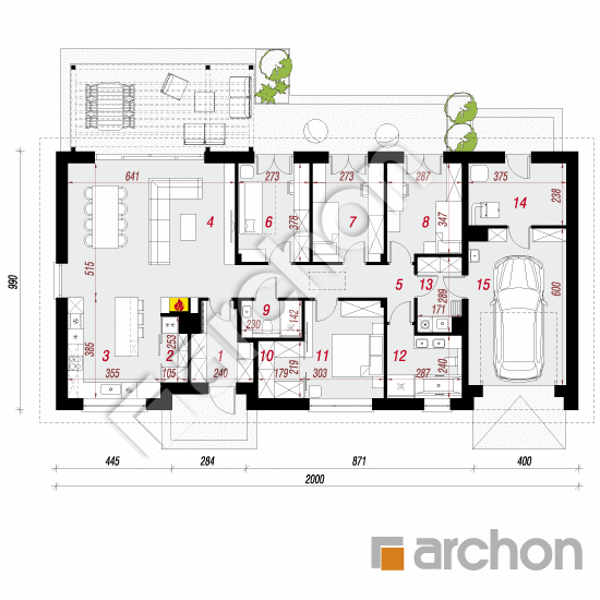 gotowy projekt Dom w skalnicach 4 (G) rzut parteru