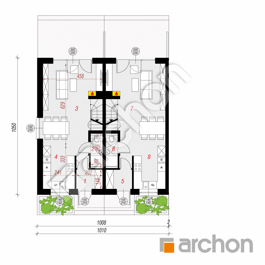 gotowy projekt Dom w riveach 4 (R2B) rzut parteru
