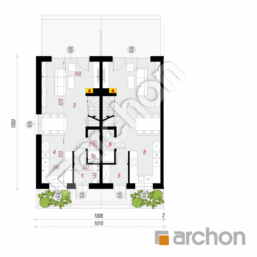gotowy projekt Dom w riveach 4 (R2B) rzut parteru