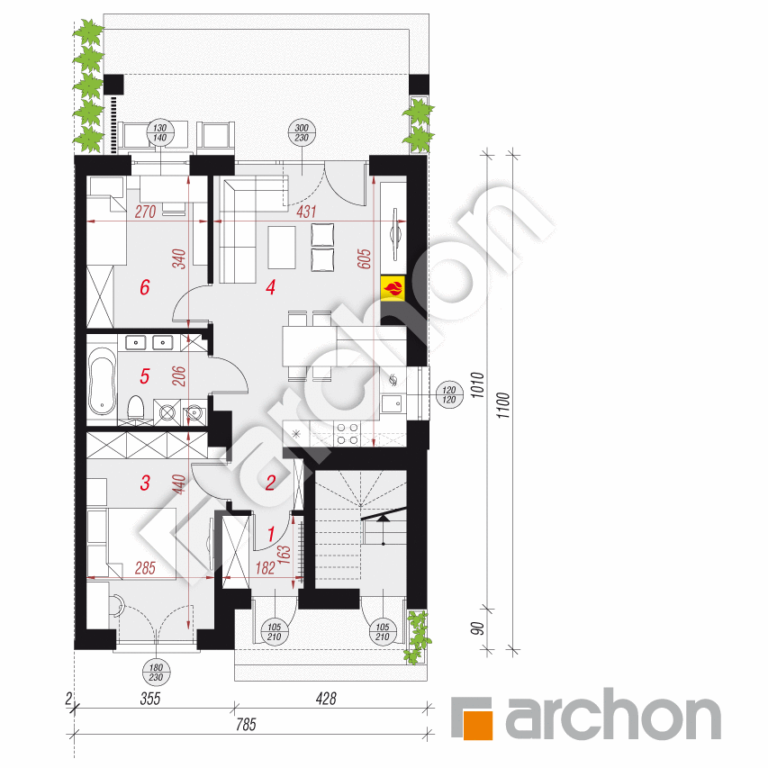 gotowy projekt Dom w bratkach 24 (R2B) rzut parteru