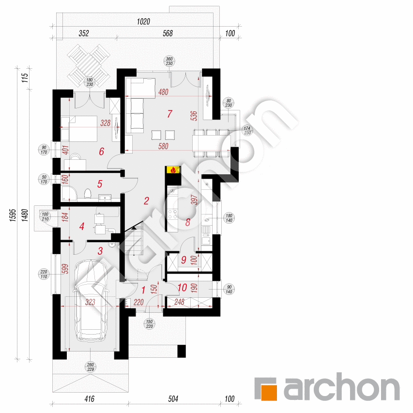 gotowy projekt Dom we floksach 2 rzut parteru