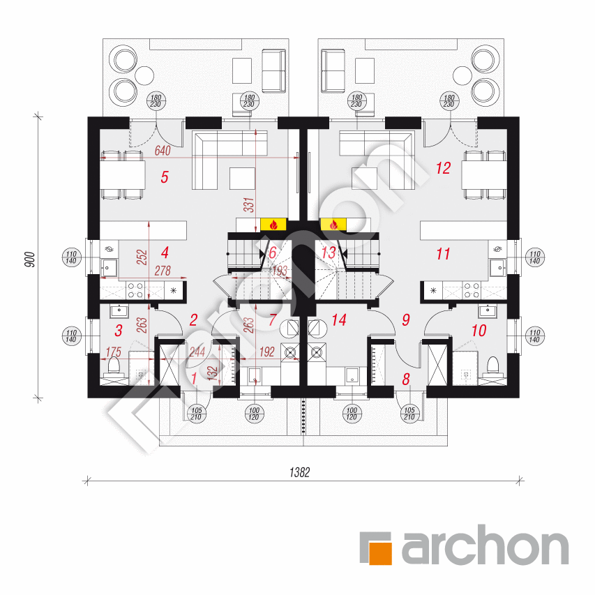 gotowy projekt Dom w arkadiach 7 (R2) rzut parteru