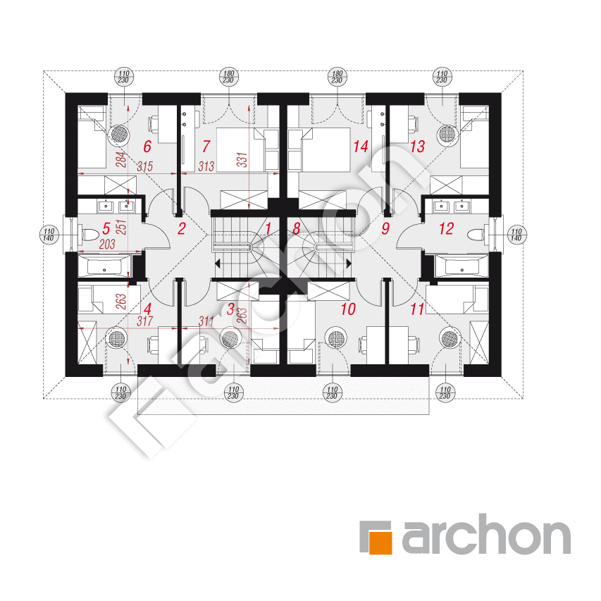 gotowy projekt Dom w arkadiach 7 (R2) rzut piętra
