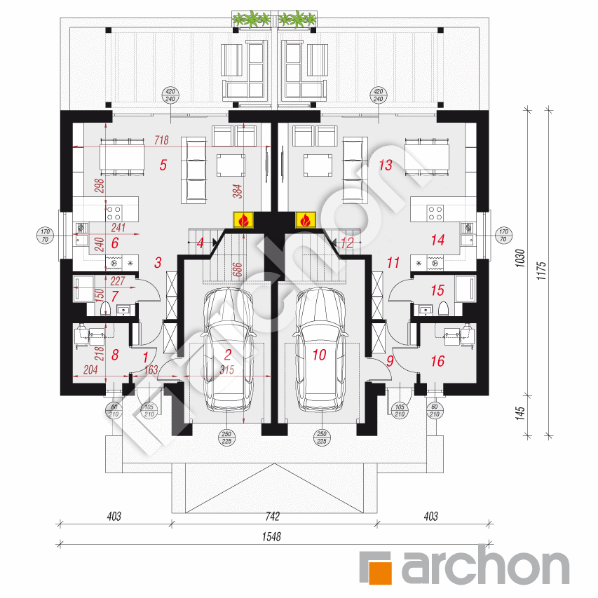 gotowy projekt Dom w narcyzach (R2) rzut parteru