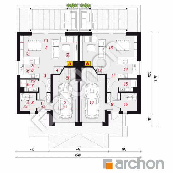 gotowy projekt Dom w narcyzach (R2) rzut parteru