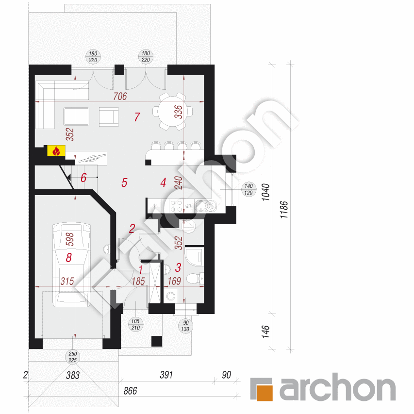 gotowy projekt Dom w klematisach 9 (BT) rzut parteru