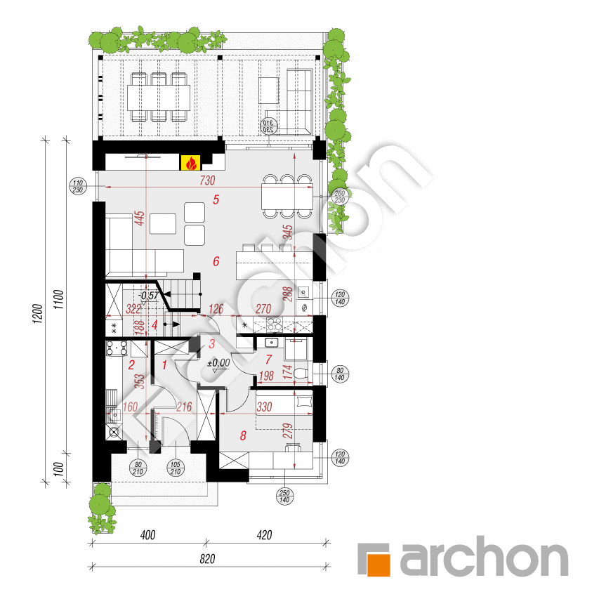 gotowy projekt Dom w strelicjach 3 (E) rzut parteru