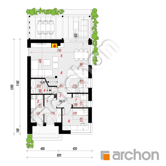 gotowy projekt Dom w strelicjach 3 (E) rzut parteru